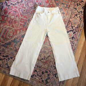 Oraije Paris High Rise Wide Leg White Jeans Size 34/XS